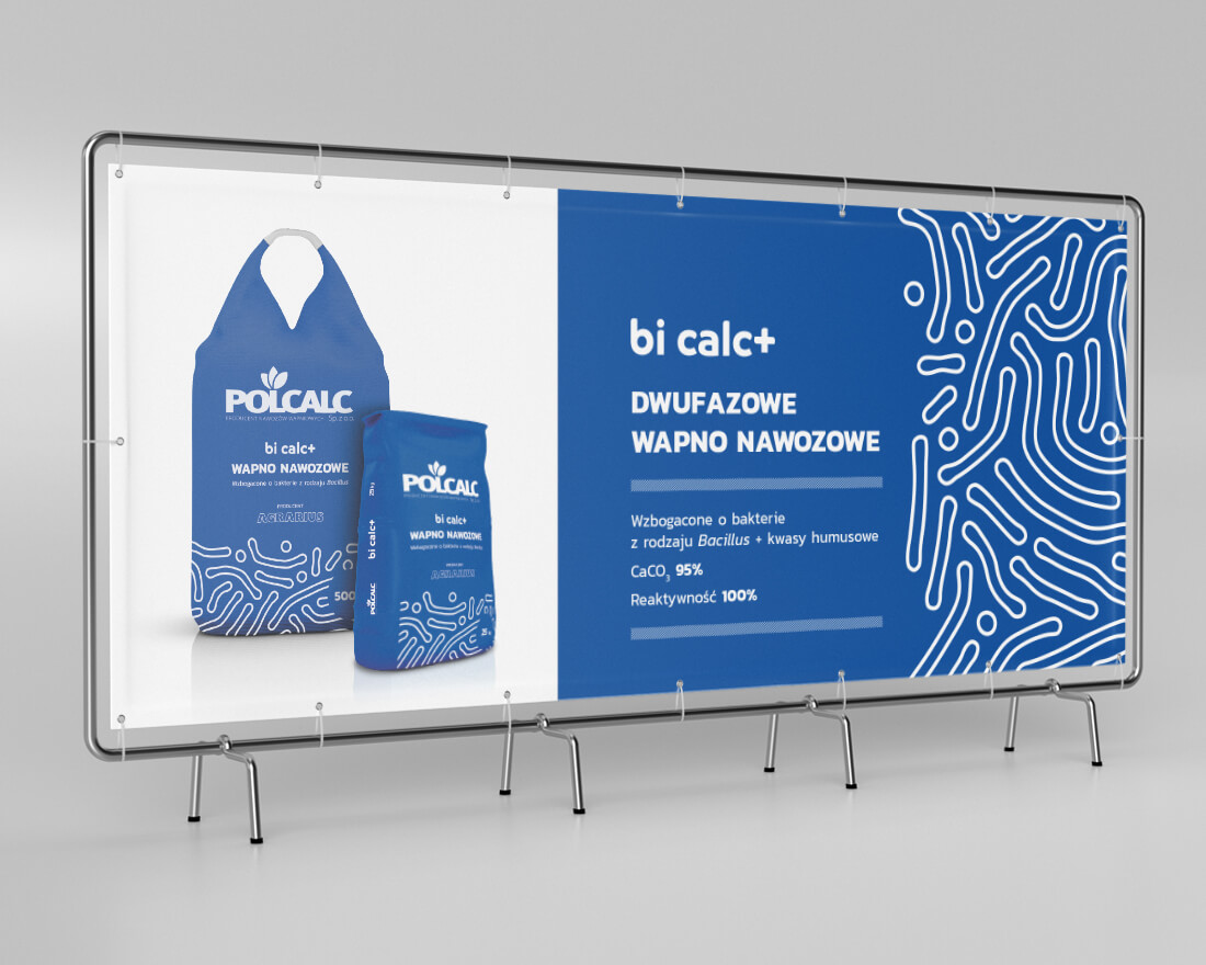POLCALC – billboard reklamowy Projekt billboardu POLCALC – kampania wapno nawozowe