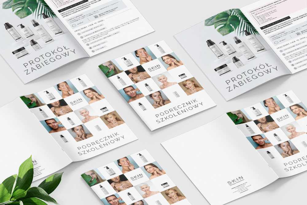 Projekt katalogów i broszur Skin Simply Nutrition – skład DTP Gdańsk
