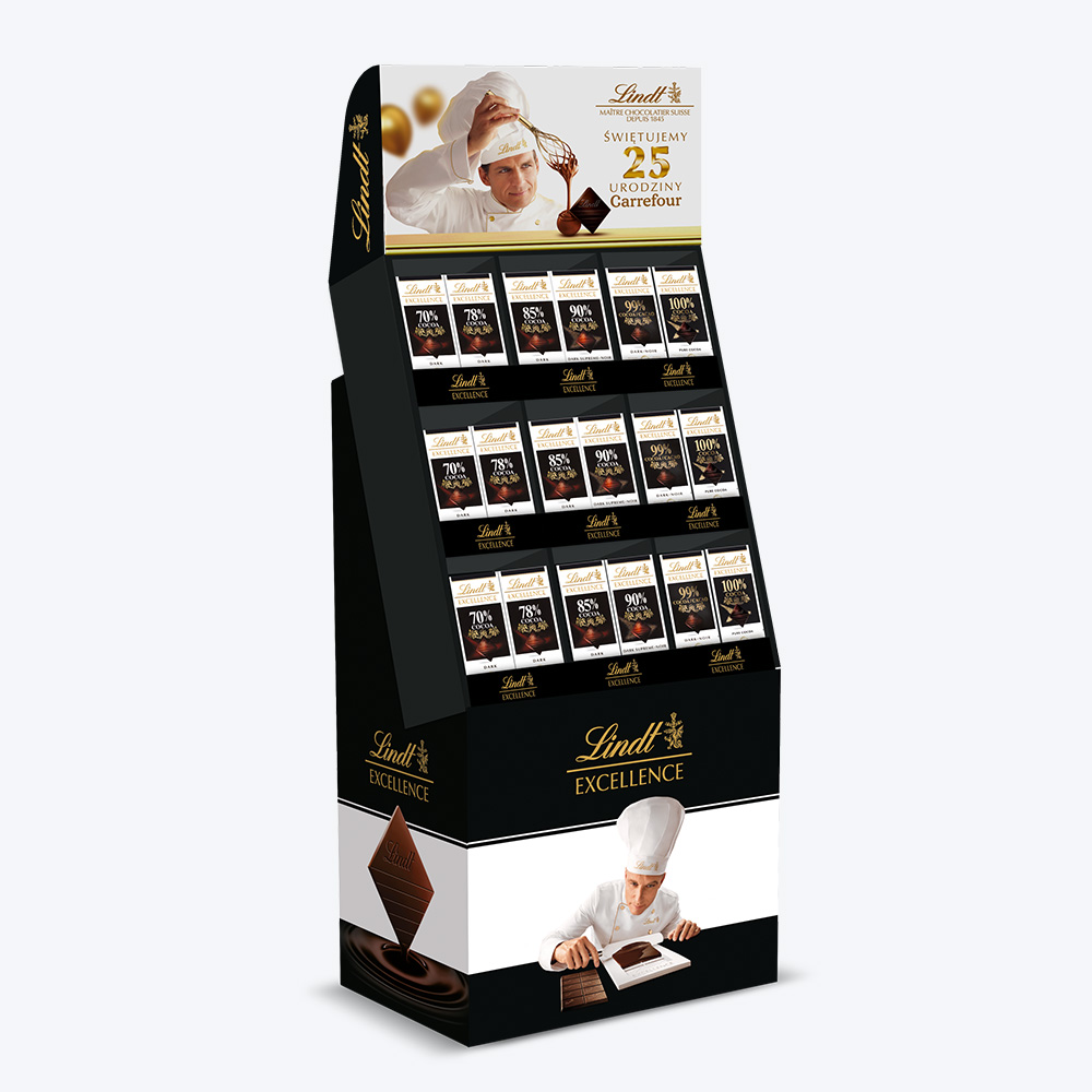 Stand ekspozycyjny Lindt – seria Premium Stand POS Lindt – elegancka ekspozycja premium