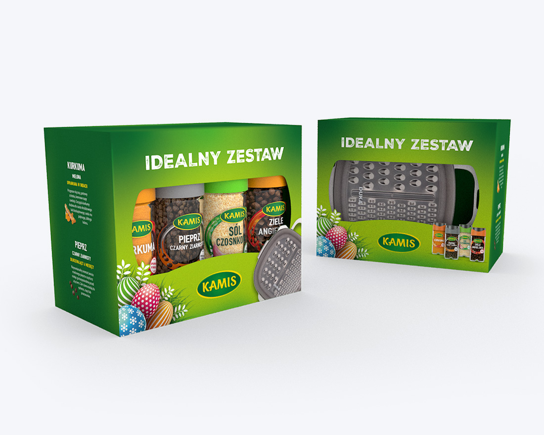 Pudełka Kamis – zestawy prezentowe i promocyjne Zestaw opakowań i boksów Kamis do prezentacji produktów w punktach sprzedaży.