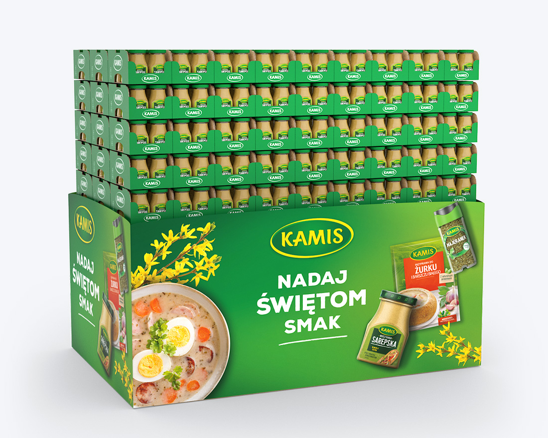 Zabudowa paletowa Kamis Zabudowa paletowa Kamis z przyprawami i produktami sezonowymi.